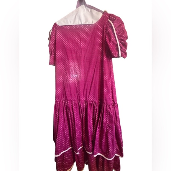 Polka Dot Vintage Dress Size 9 80s/90s Cottagecore drop waist pleated skirt - Picture 2 of 5